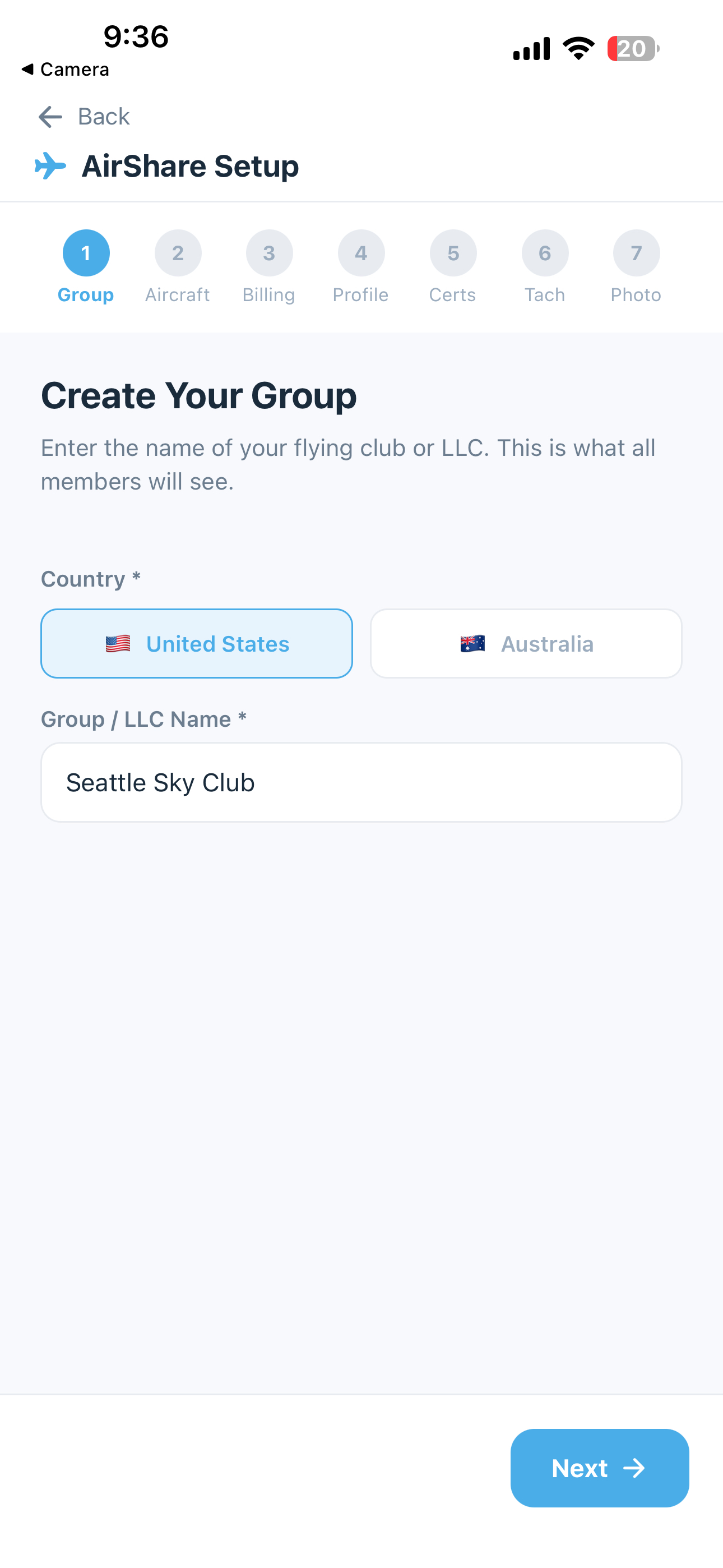 Onboarding step 1 - Account type
